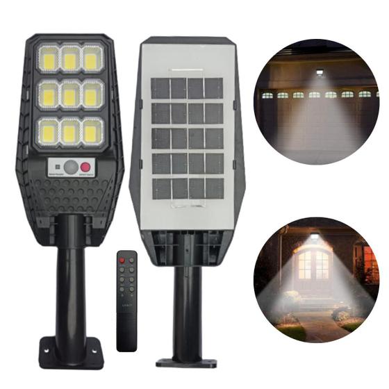 Imagem de Luminária Lâmpada Refletor Solar Led 100W Com Sensor De Movimento Noturno E Controle Remoto Com 3 Modos De Iluminação