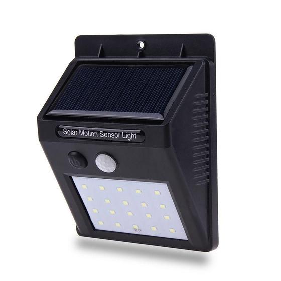 Imagem de Luminaria Lampada Solar Sensor Parede 20 Leds 12H Energia