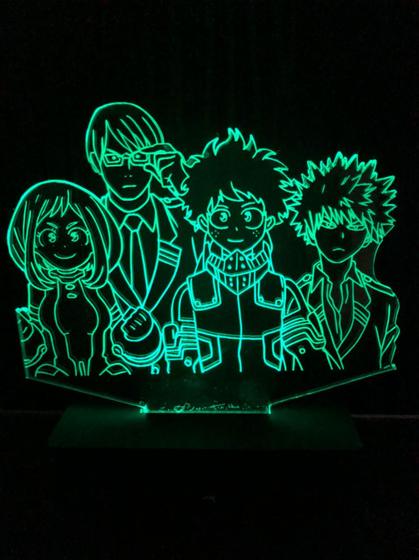 Imagem de Luminária Led 16 cores, Boku No Hero, Bakugo, Izuku, Ochaco, Tenya, Anime, Decoração, Geek, Presente