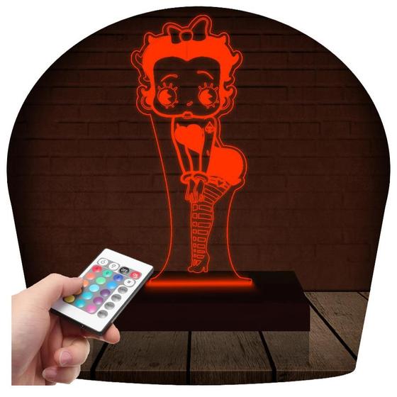 Imagem de Luminária Led 3D Abajur  Betty Boop 3 Presente Criativo Decoração