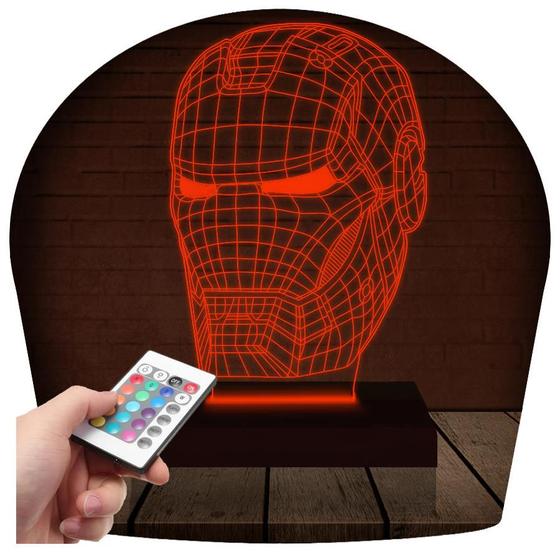 Imagem de Luminária Led 3D Abajur  Homem de Ferro Capacete