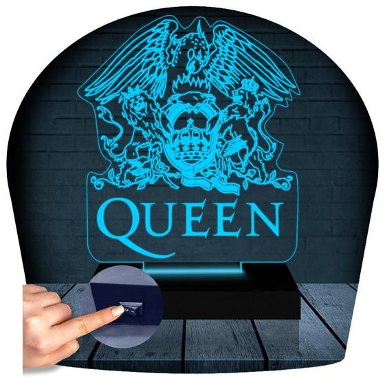 Imagem de Luminária Led 3D Abajur  Queen Rock Banda Presente Criativo Decoração