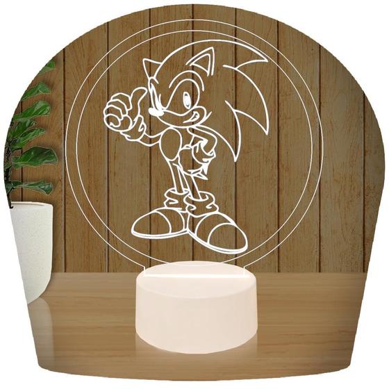 Imagem de Luminária Led 3D Abajur  Sonic Game Geek Jogo
