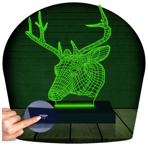 Imagem de Luminária Led 3d  Alce Veado  Abajur  3 Presente Criativo Decoração