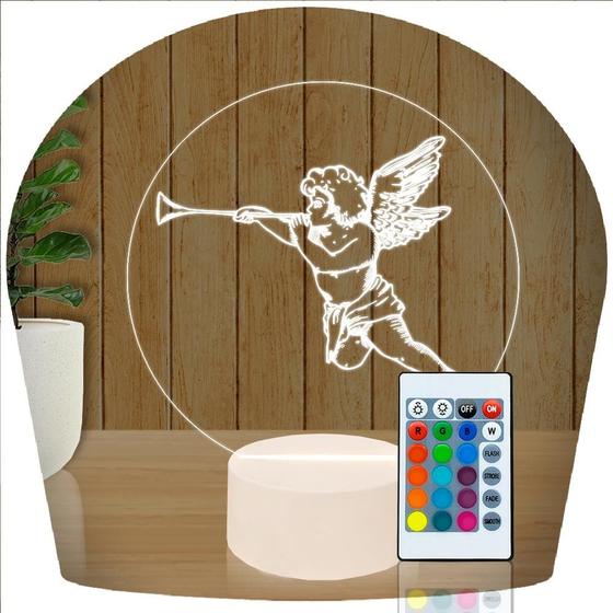 Imagem de Luminária Led 3d  Anjo Querubim Abajur Presente Criativo Decoração