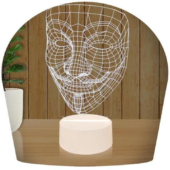 Imagem de Luminária Led 3d  Anonymous Hacker  Abajur Presente Criativo Decoração