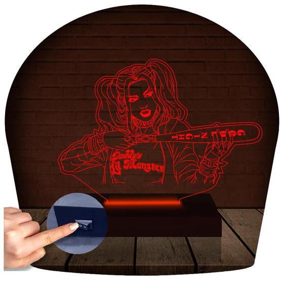 Imagem de Luminária Led 3d  Arlequina DC Coringa  Abajur  3