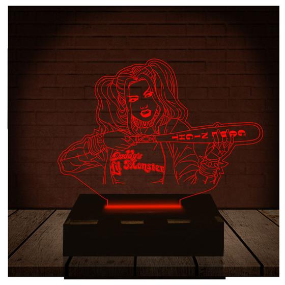 Imagem de Luminária Led 3d  Arlequina DC Coringa  Abajur  3