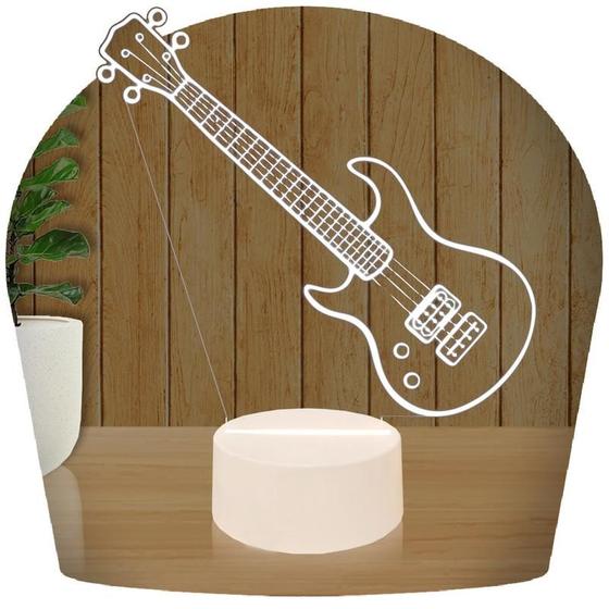 Imagem de Luminária Led 3d  Baixo Música Instrumento  Abajur Presente Criativo Decoração