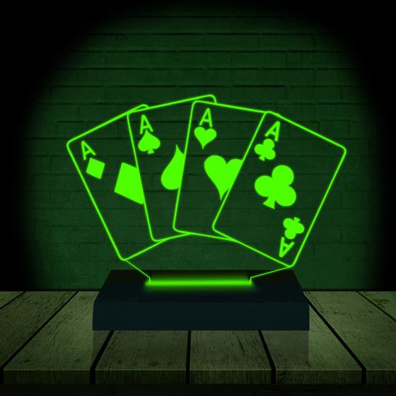 Imagem de Luminária Led 3D  Baralho Cartas Poker  Abajur  Presente Criativo Decoração