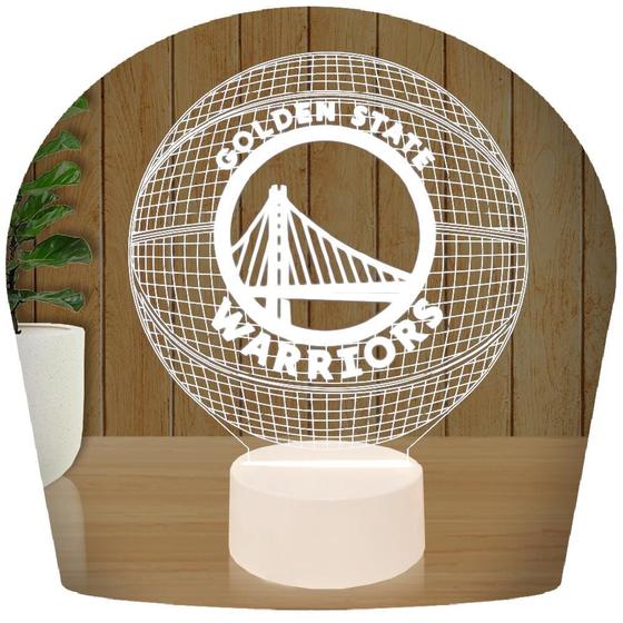 Imagem de Luminária Led 3d  Basquete Golden State Warriors Abajur Presente Criativo Decoração