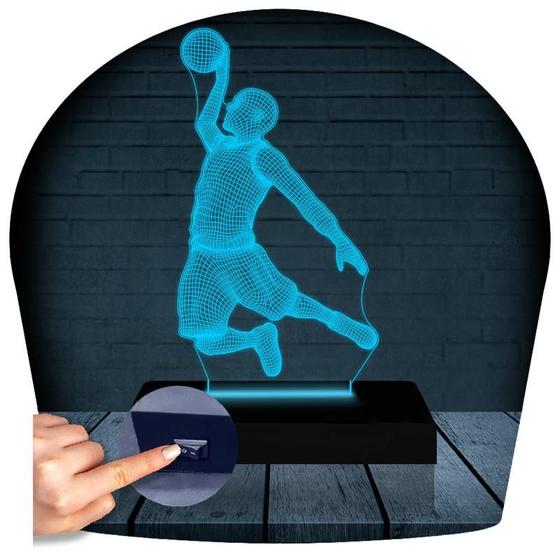 Imagem de Luminária Led 3d  Basquete Jogador 2  Abajur Presente Criativo Decoração