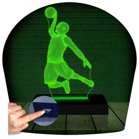 Imagem de Luminária Led 3d  Basquete Jogador 2  Abajur Presente Criativo Decoração