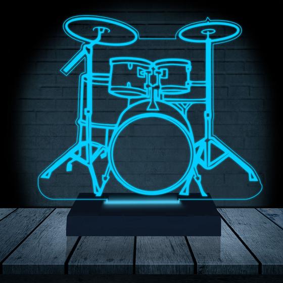 Imagem de Luminária Led 3D  Bateria Baterista Banda  Abajur  Presente Criativo Decoração