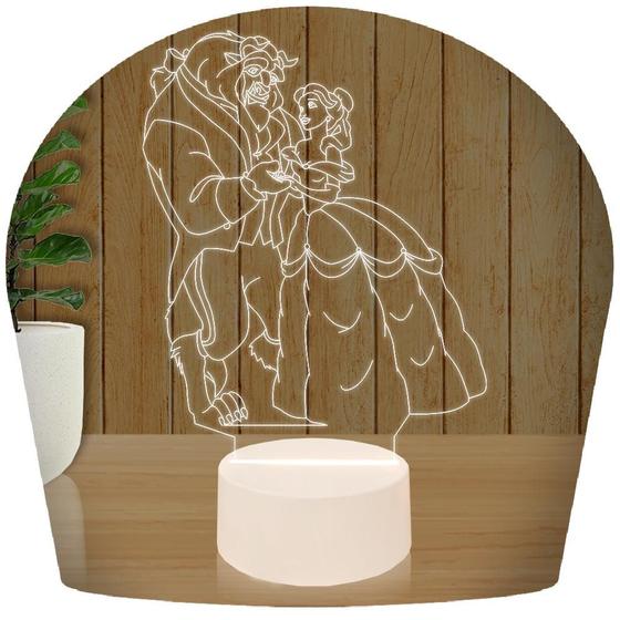 Imagem de Luminária Led 3d  Bela e a Fera Princesa  Abajur  1 Presente Criativo Decoração