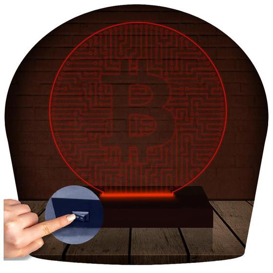 Imagem de Luminária Led 3d  Bitcoin Cripto Moeda  Abajur