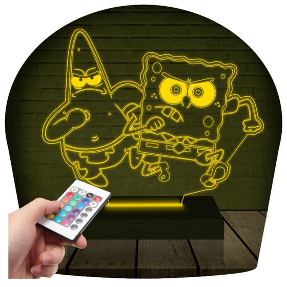 Imagem de Luminária Led 3D  Bob Esponja Patrick  Abajur  Presente Criativo Decoração