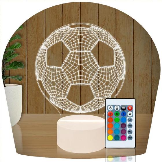 Imagem de Luminária Led 3D Bola Futebol Abajur Presente Criativo Decoração