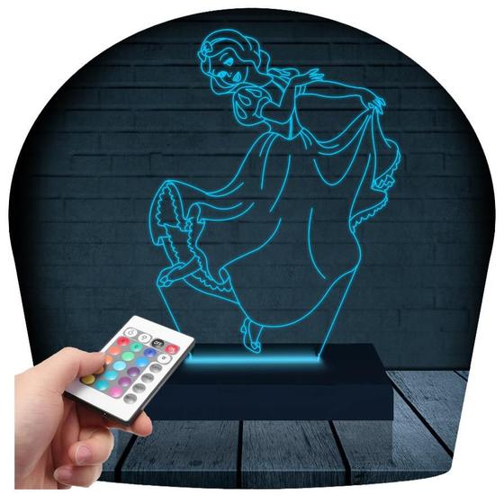 Imagem de Luminária Led 3d  Branca de Neve Princesa  Abajur  2 Presente Criativo Decoração