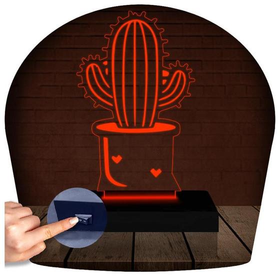 Imagem de Luminária Led 3d  Cacto Cactos  Abajur