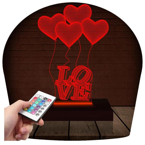 Imagem de Luminária Led 3D Coração Amor Abajur 1  Presente Criativo Decoração