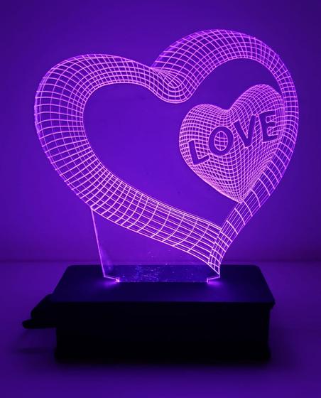 Imagem de Luminaria Led 3d, Coração, Dia dos Namorados, Presente, Personalizado, Amor, 16 Cores 