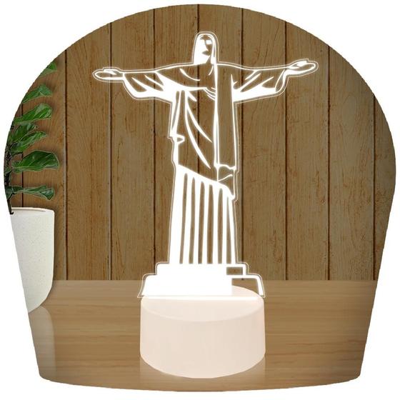 Imagem de Luminária Led 3d  Cristo Redentor   Abajur