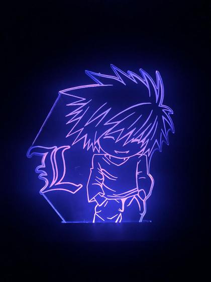 Imagem de Luminaria Led 3d, Death Note, Anime, Geek, 16 Cores controle remoto