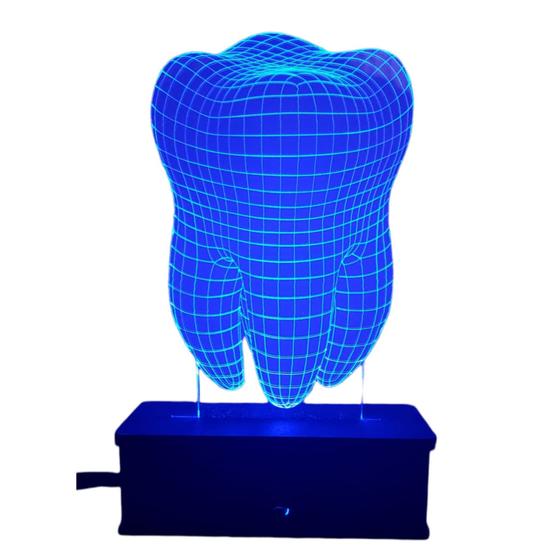 Imagem de Luminaria Led 3d, Dente, Decoração, 16 Cores controle remoto