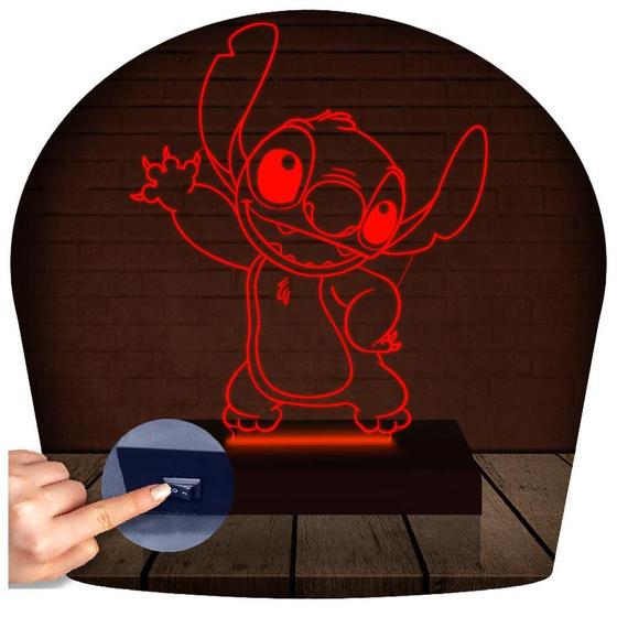 Imagem de Luminária Led 3D Dia das Mães Lilo Stitch Abajur Presente Criativo Decoração