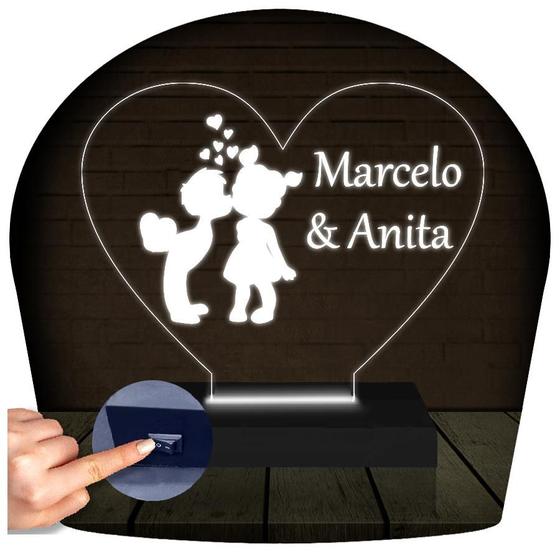 Imagem de Luminária Led 3d  Dia Dos Namorados Personalizado 2 Abajur