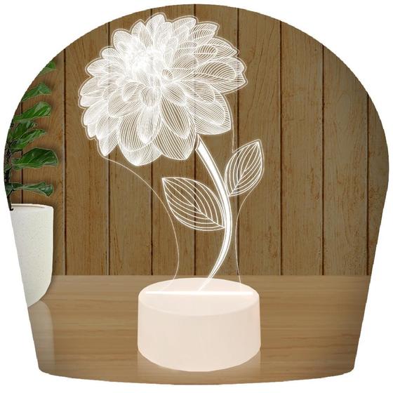 Imagem de Luminária Led 3D Flor Abajur 4  Presente Criativo Decoração