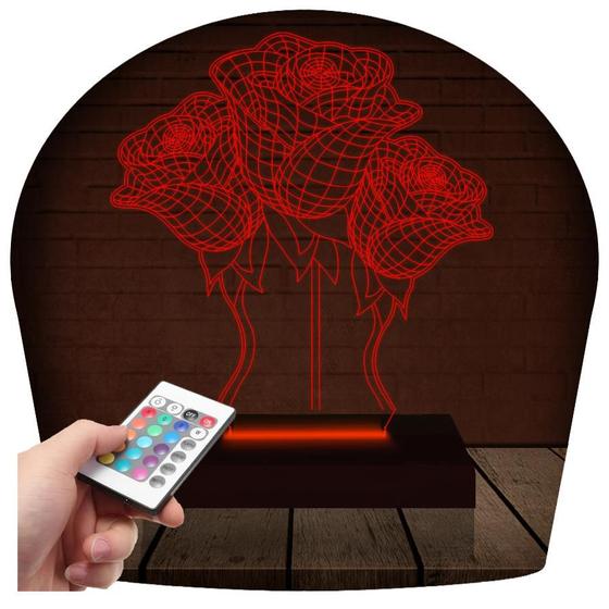 Imagem de Luminária Led 3D Flor Abajur 6  Presente Criativo Decoração