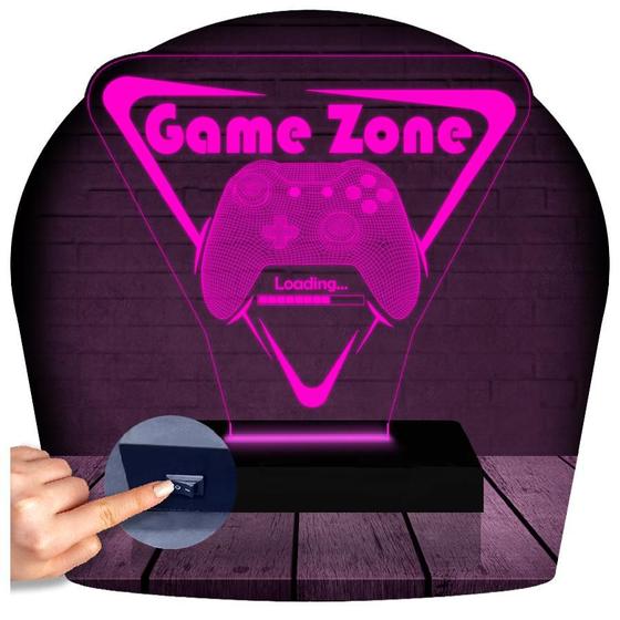 Imagem de Luminária Led 3d  Game Zone Gamer  Abajur Presente Criativo Decoração