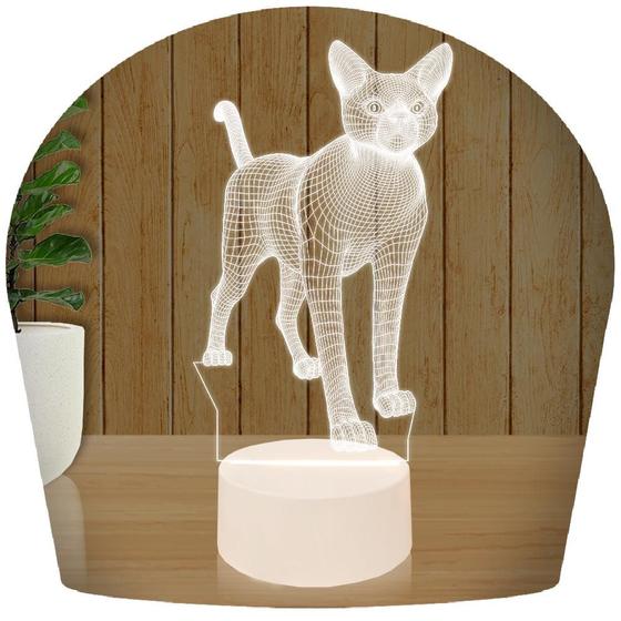 Imagem de Luminária Led 3D Gato Abajur 1 Presente Criativo Decoração