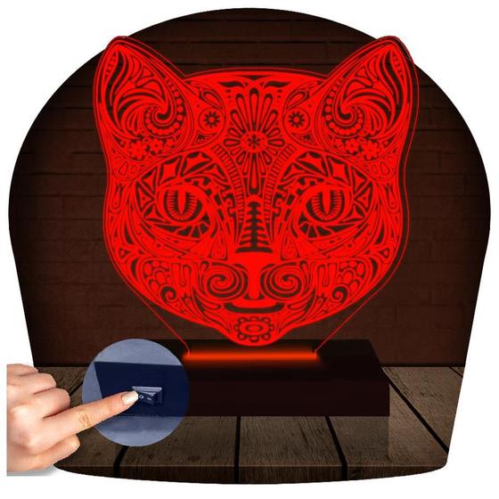 Imagem de Luminária Led 3D Gato Abajur 6  Presente Criativo Decoração