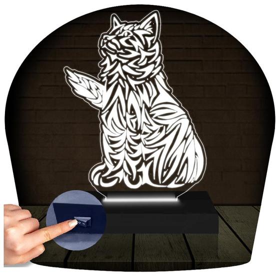 Imagem de Luminária Led 3D Gato Abajur 9  Presente Criativo Decoração