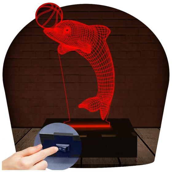 Imagem de Luminária Led 3D Golfinho Abajur 3