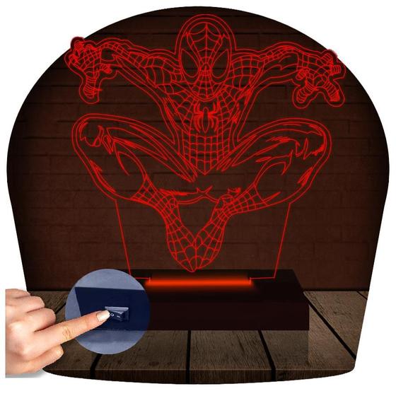 Imagem de Luminária Led 3D Homem Aranha Herói 2