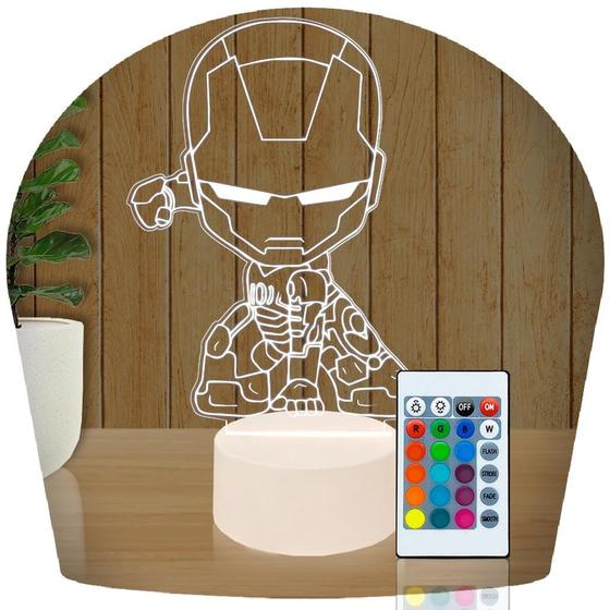 Imagem de Luminária Led 3d  Homem de Ferro Baby  Abajur