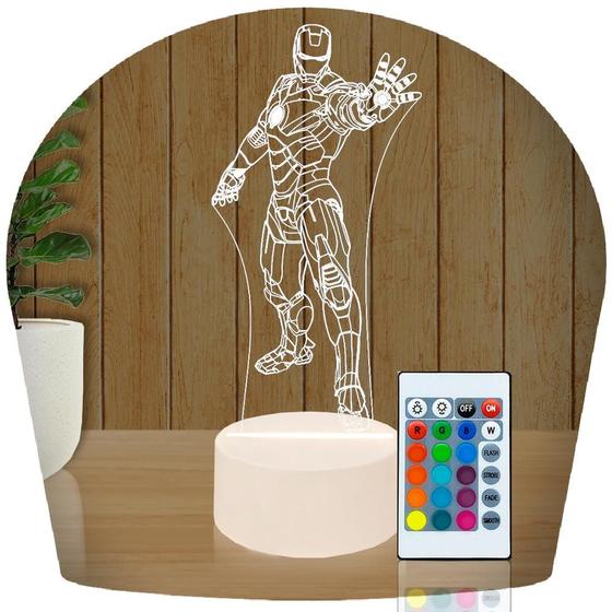 Imagem de Luminária Led 3D Homem De Ferro Herói 3 Presente Criativo Decoração