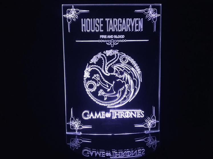 Imagem de Luminária Led 3d House Targaryen Game of Thrones Acrílico