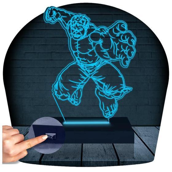 Imagem de Luminária Led 3D Hulk Herói 