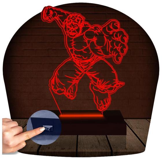 Imagem de Luminária Led 3D Hulk Herói 