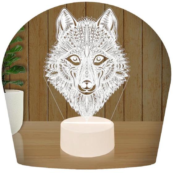 Imagem de Luminária Led 3D Lobo Abajur 1 Presente Criativo Decoração