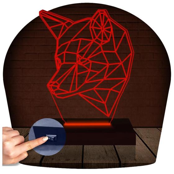 Imagem de Luminária Led 3D Lobo Abajur 3 Presente Criativo Decoração