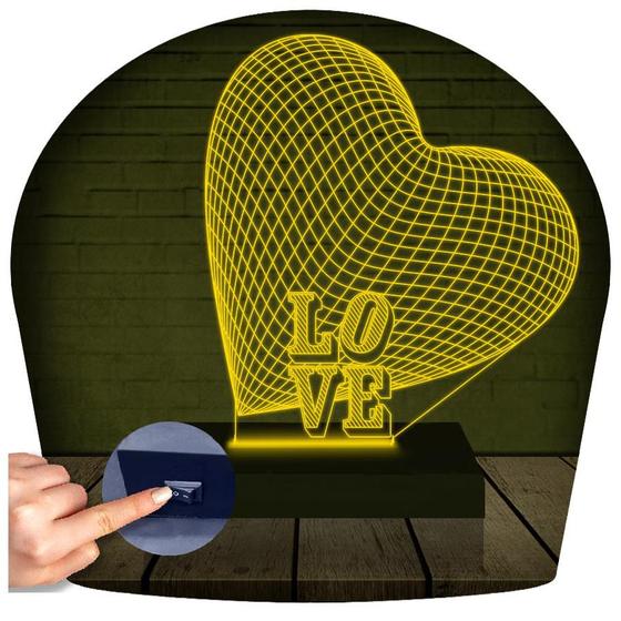 Imagem de Luminária Led 3d  Love Coração  Abajur  2 Presente Criativo Decoração