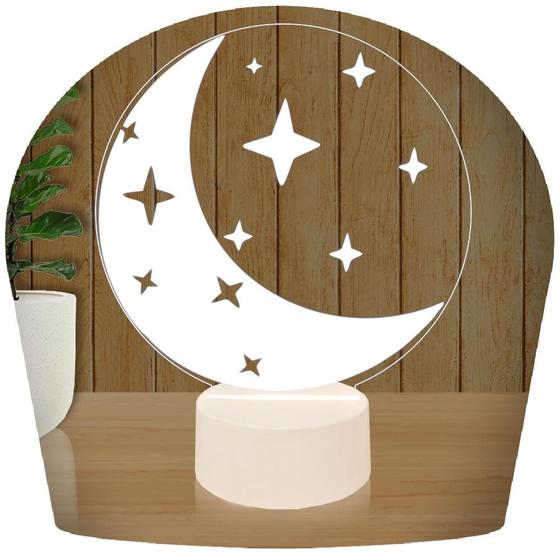 Imagem de Luminária Led 3d  Lua Estrelas  Abajur