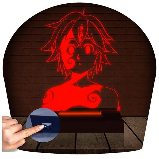 Imagem de Luminária Led 3D Meliodas Nanatsu No Taizai Presente Criativo Decoração