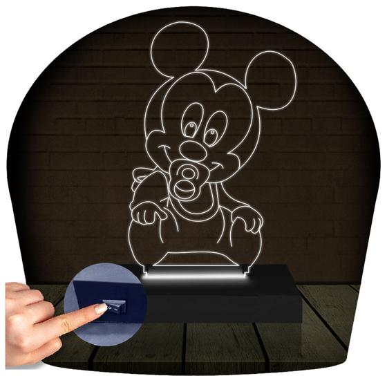 Imagem de Luminária Led 3d  Mickey Baby  Abajur